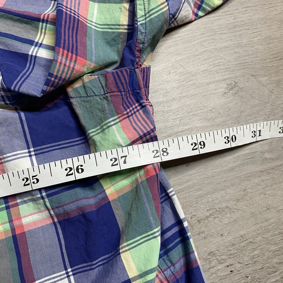 Ralph Lauren Shirt Mens 2XLT Tall Blue Plaid Madras Cotton Short Sleeve Casual - Picture 6 of 9